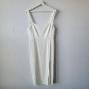 Aritzia Babaton women's 90s Slit Satin Midi Dress size 8 Squareneck sleeveless